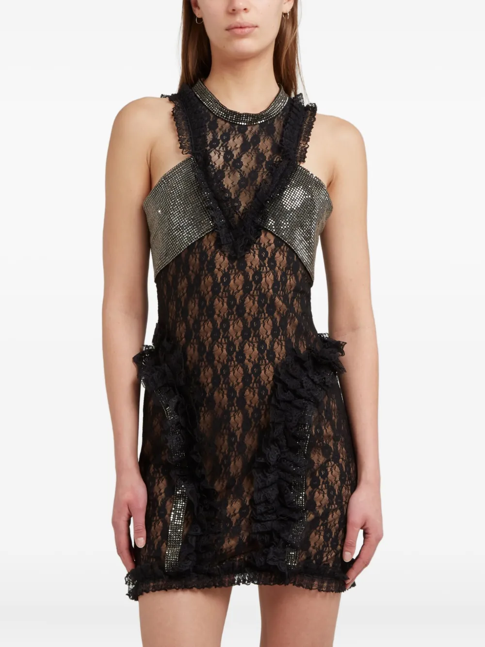 SELF-PORTRAIT LACE CRYSTAL MINI DRESS