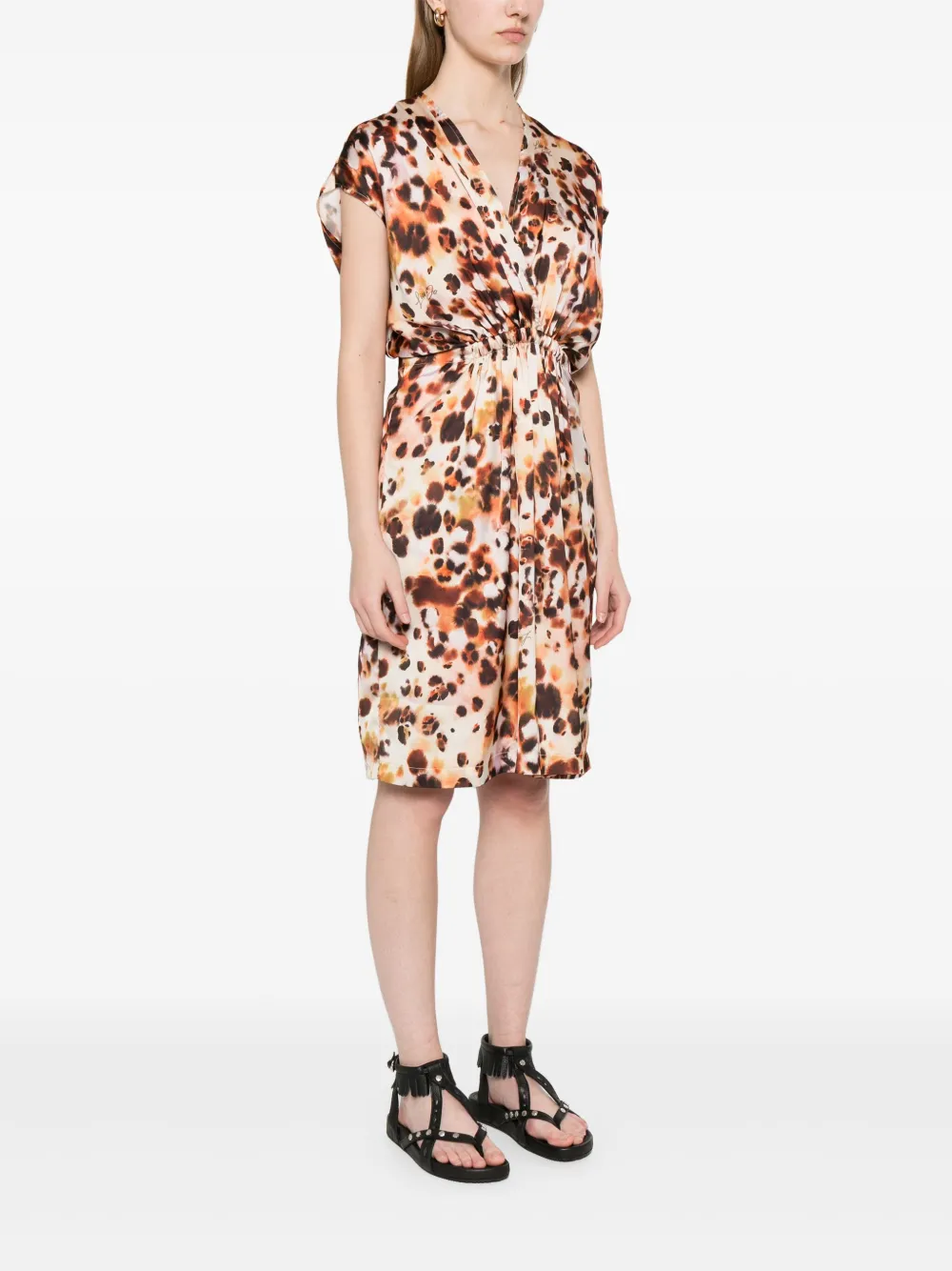LIU JO Satijnen mini-jurk met dierenprint Beige