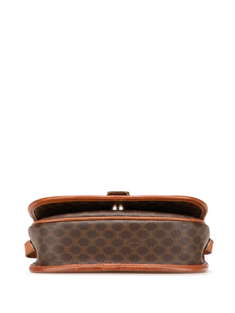 Pre-owned Celine 2018-2024 Macadam Coated Canvas Crossbody Bag In 褐色