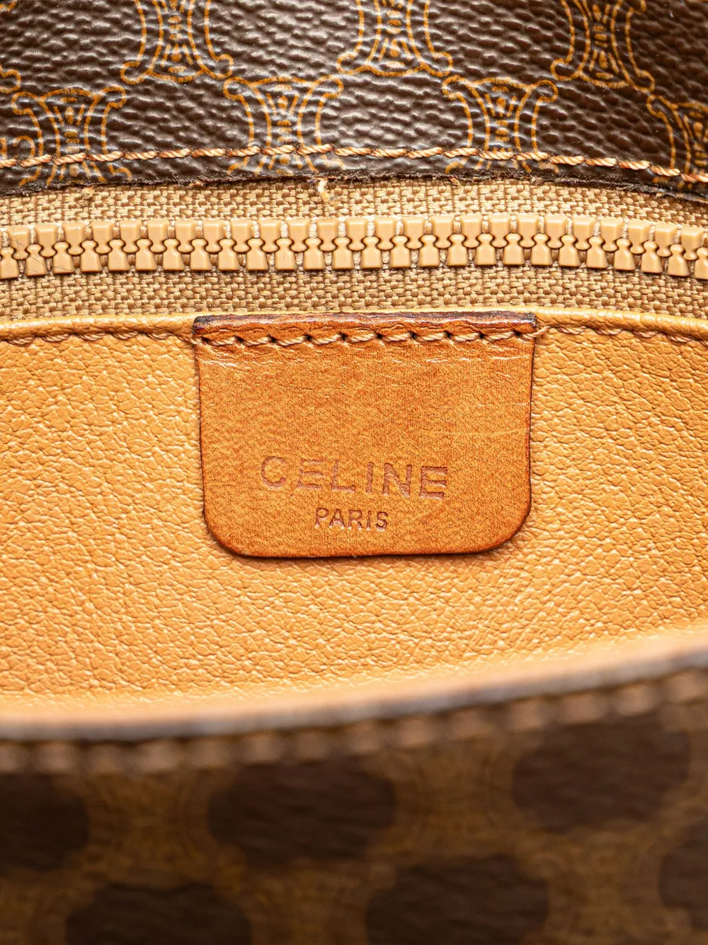 Pre-owned Celine 2018-2024 Macadam Coated Canvas Crossbody Bag In 褐色