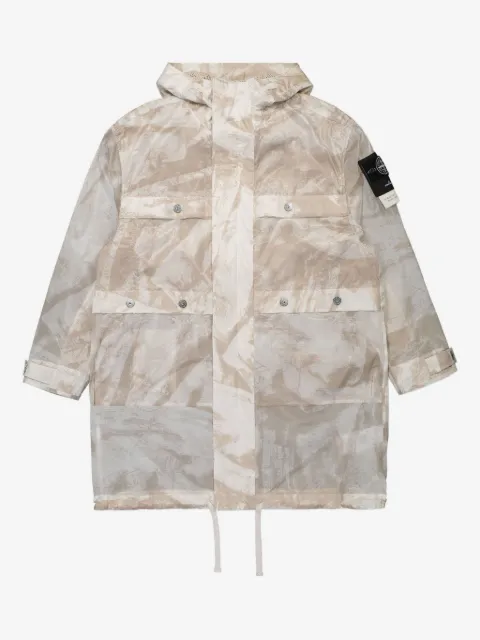 Stone Island parka à capuche à bordure en fourrure de raton laveur