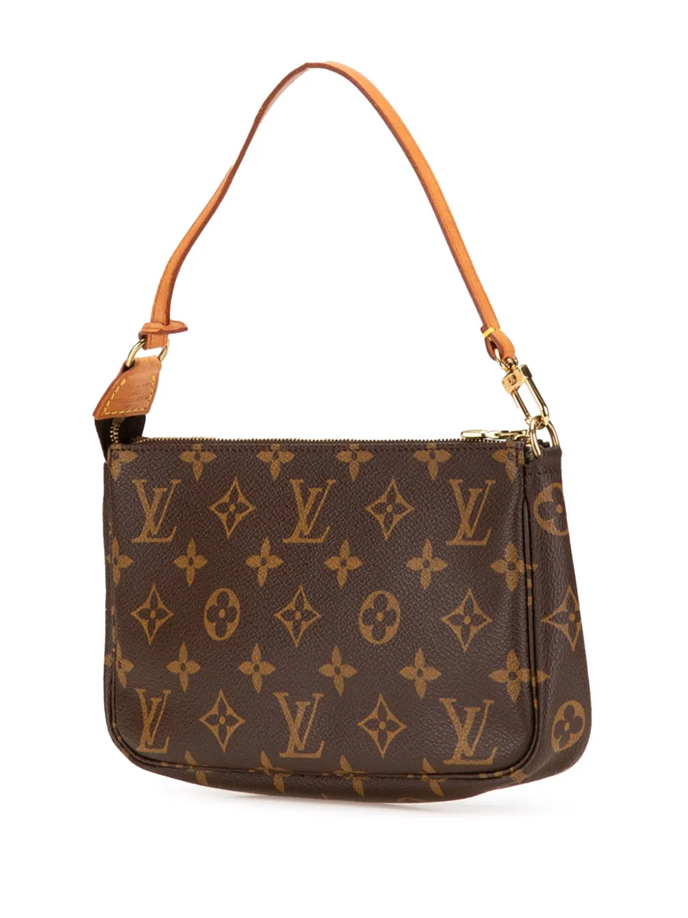 Pre-owned Louis Vuitton 2000 Monogram Pochette Accessoires Shoulder Bag In Brown