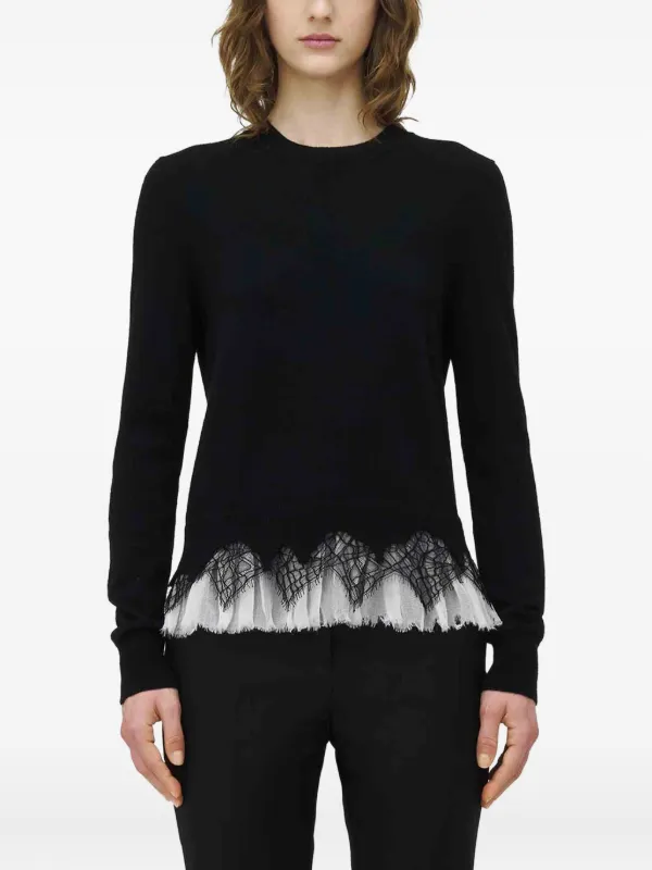 Alexander McQueen XS ブラック レース裾ニット Alexander McQueen XS ブラック レース裾ニット 楽天市場
