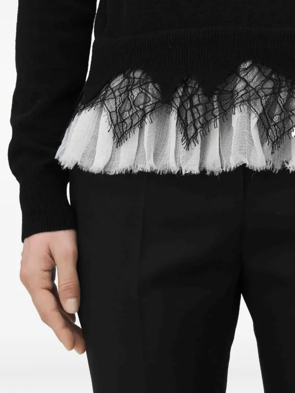 Alexander McQueen lace-trim Sweater | Black | FARFETCH