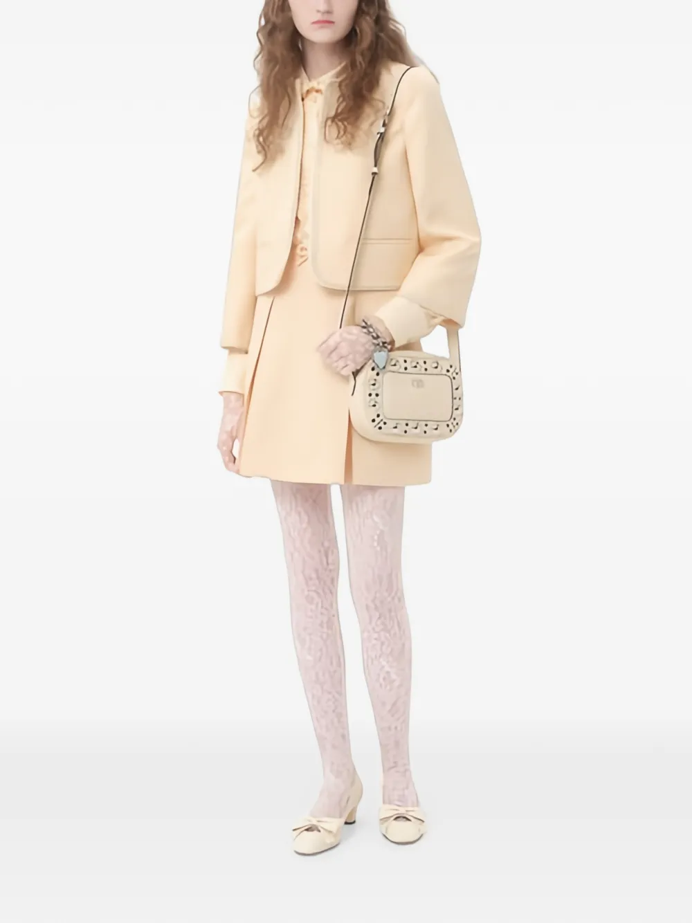Valentino Garavani Toute la V zijden blouse met jacquard Beige