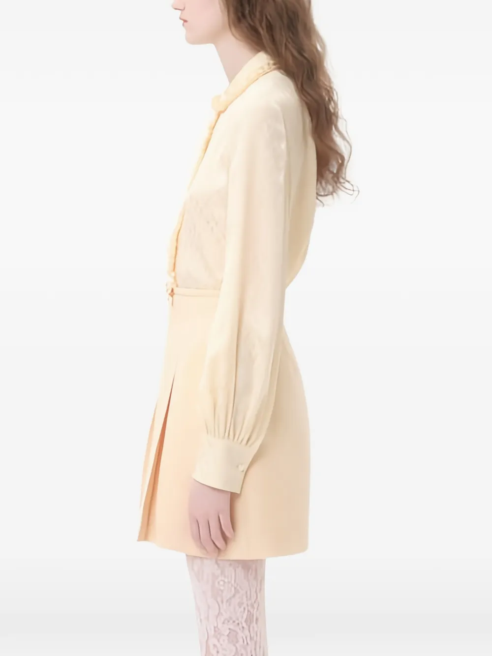 Valentino Garavani Toute la V zijden blouse met jacquard Beige