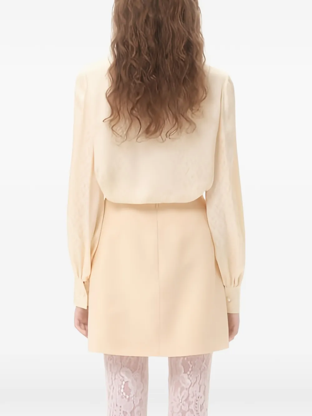 Valentino Garavani Toute la V zijden blouse met jacquard Beige