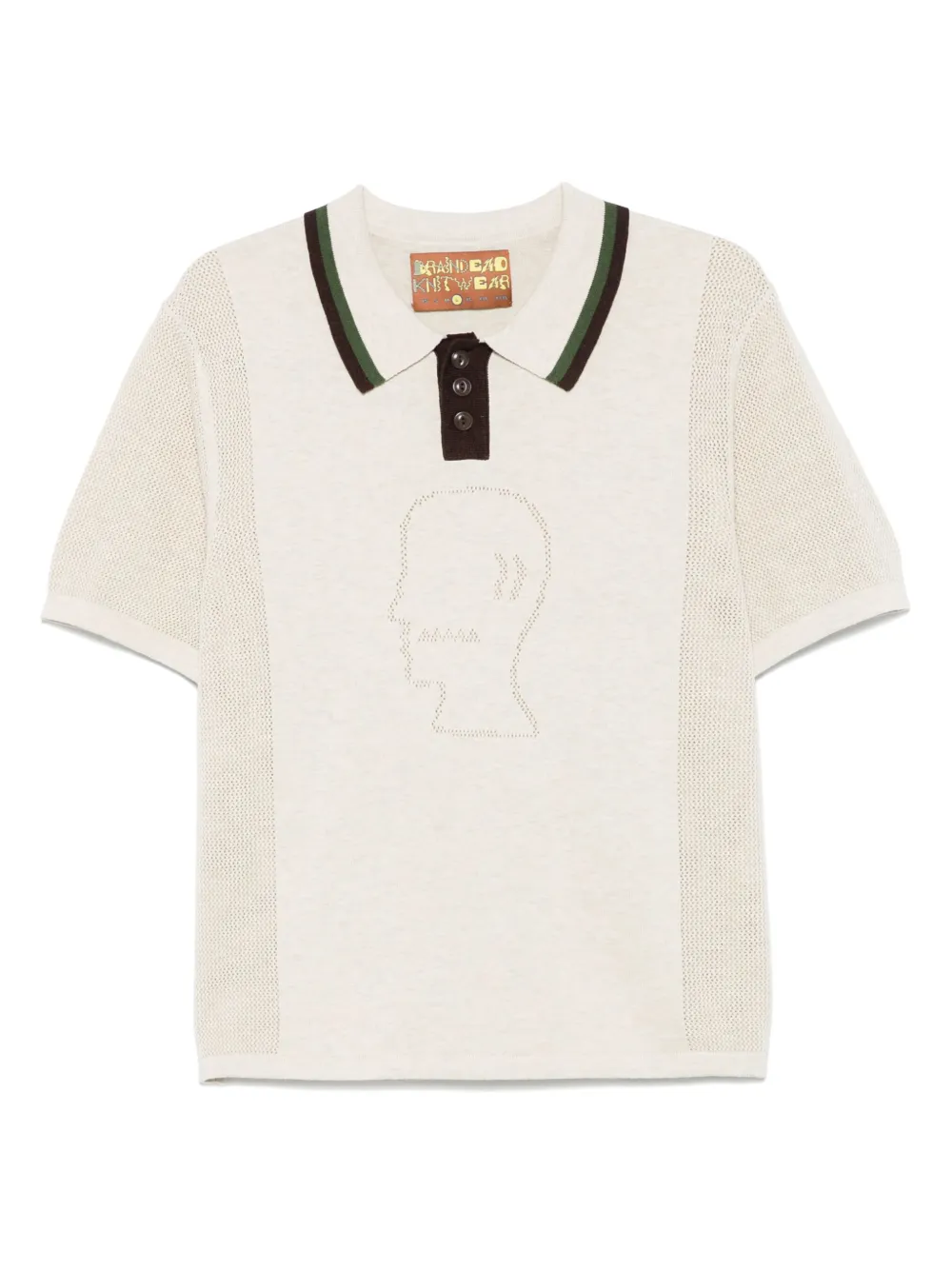 Brain Dead pointelle logo Head polo shirt | Neutrals | Image 1