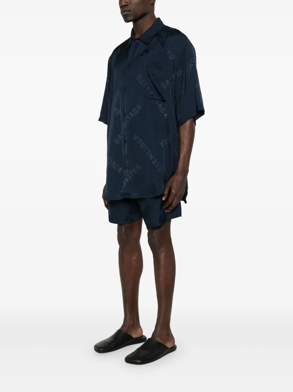 Balenciaga Overhemd met logo jacquard Blauw