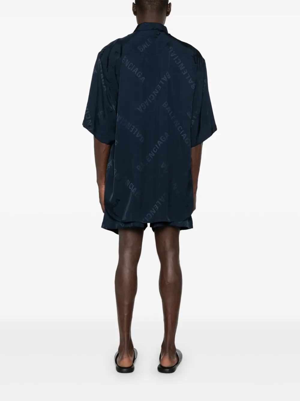 Balenciaga Overhemd met logo jacquard Blauw
