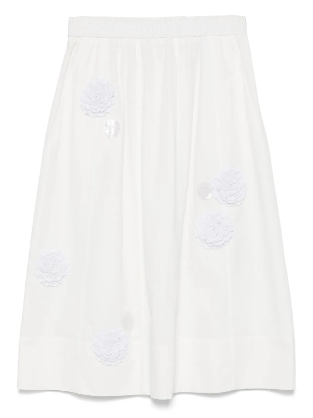 Odeeh jupe mi-longue à appliques fleurs | blanc | Image 1