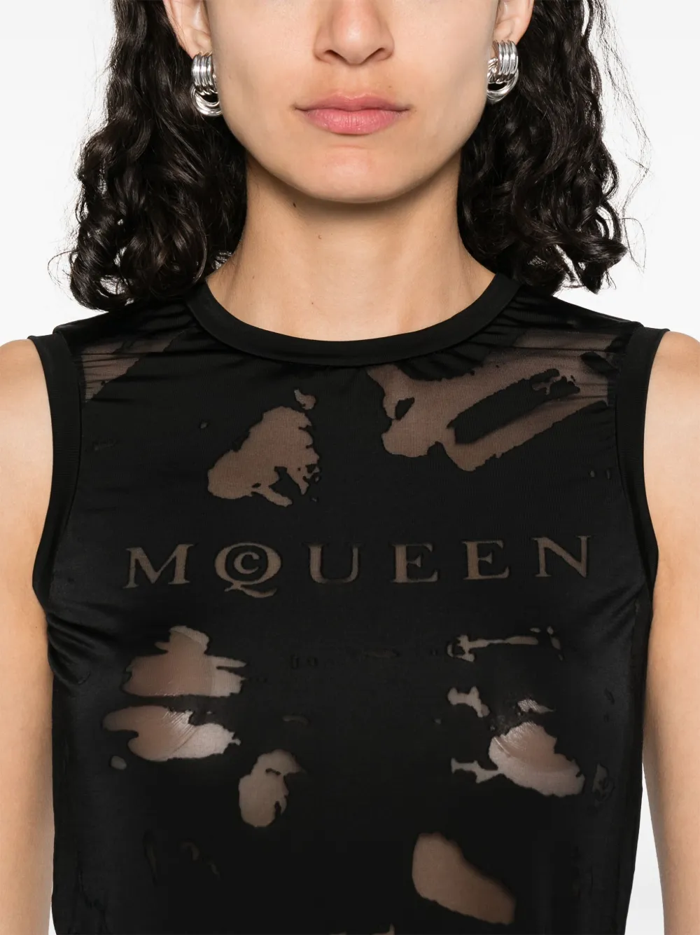 Alexander McQueen Top met logo-jacquard Zwart