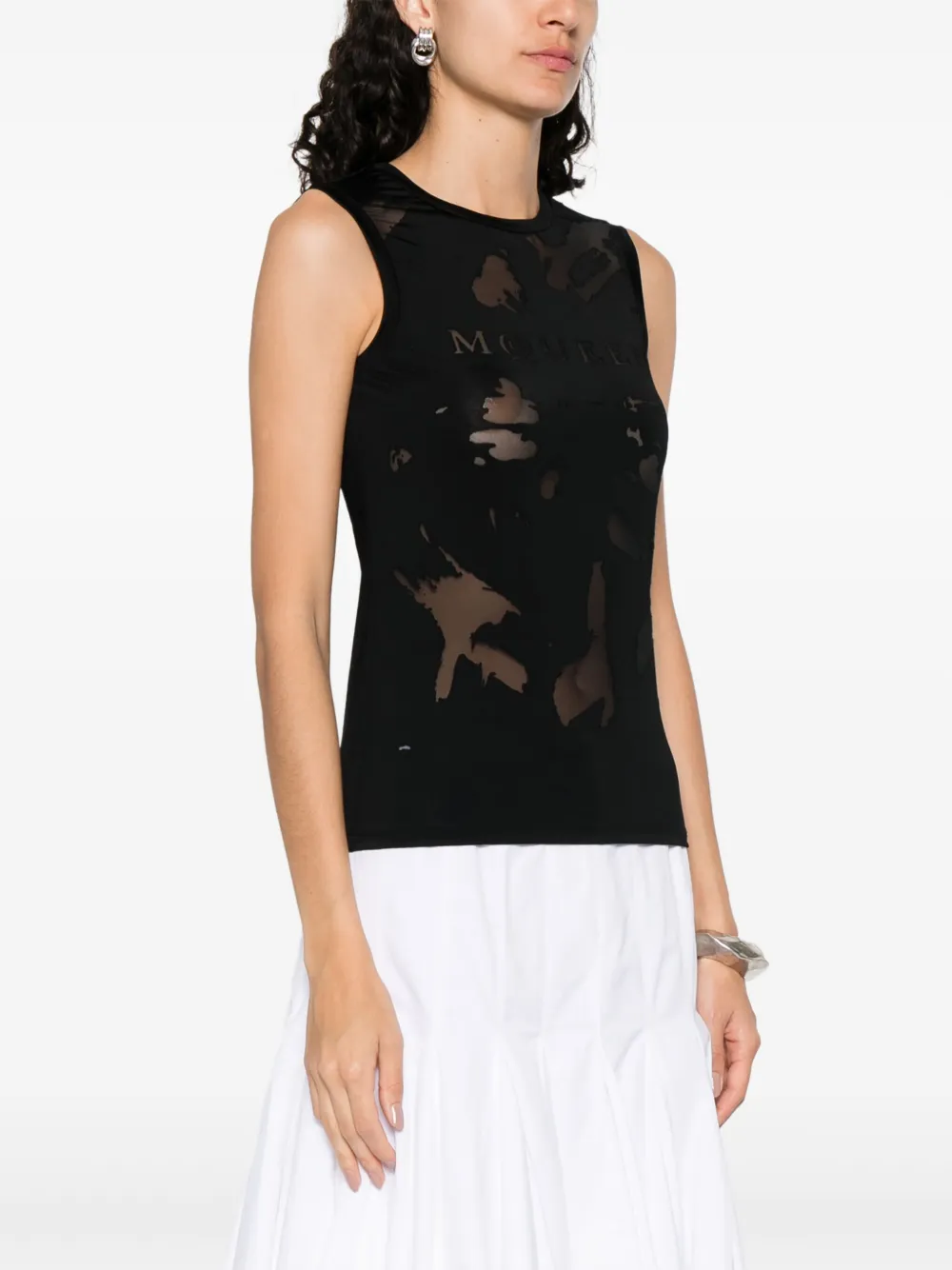 Alexander McQueen Top met logo-jacquard Zwart