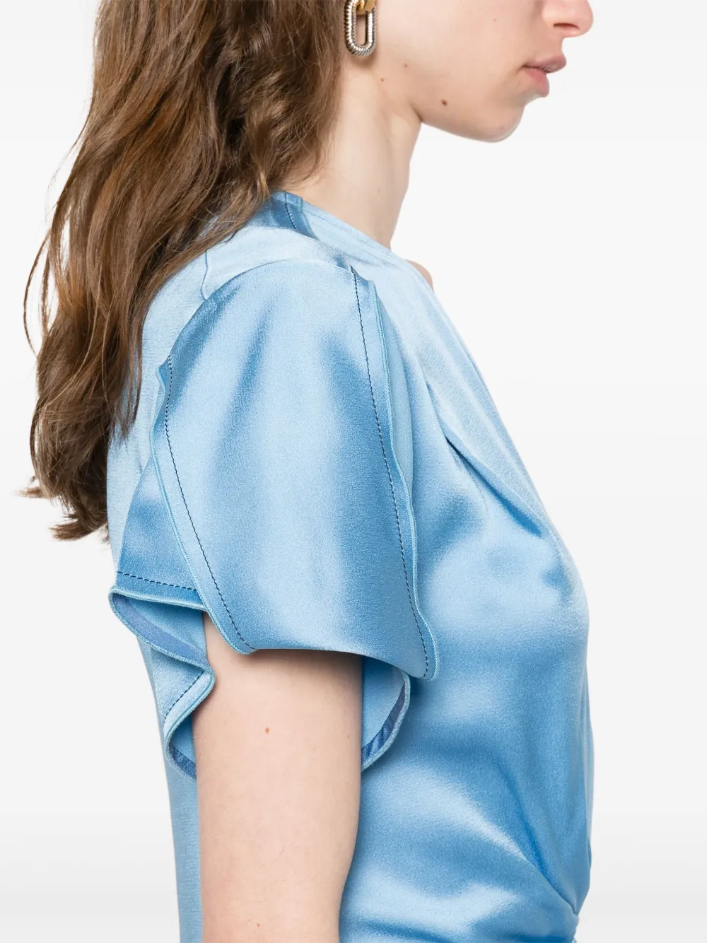 Victoria Beckham Maxi-jurk met gesmockte taille Blauw