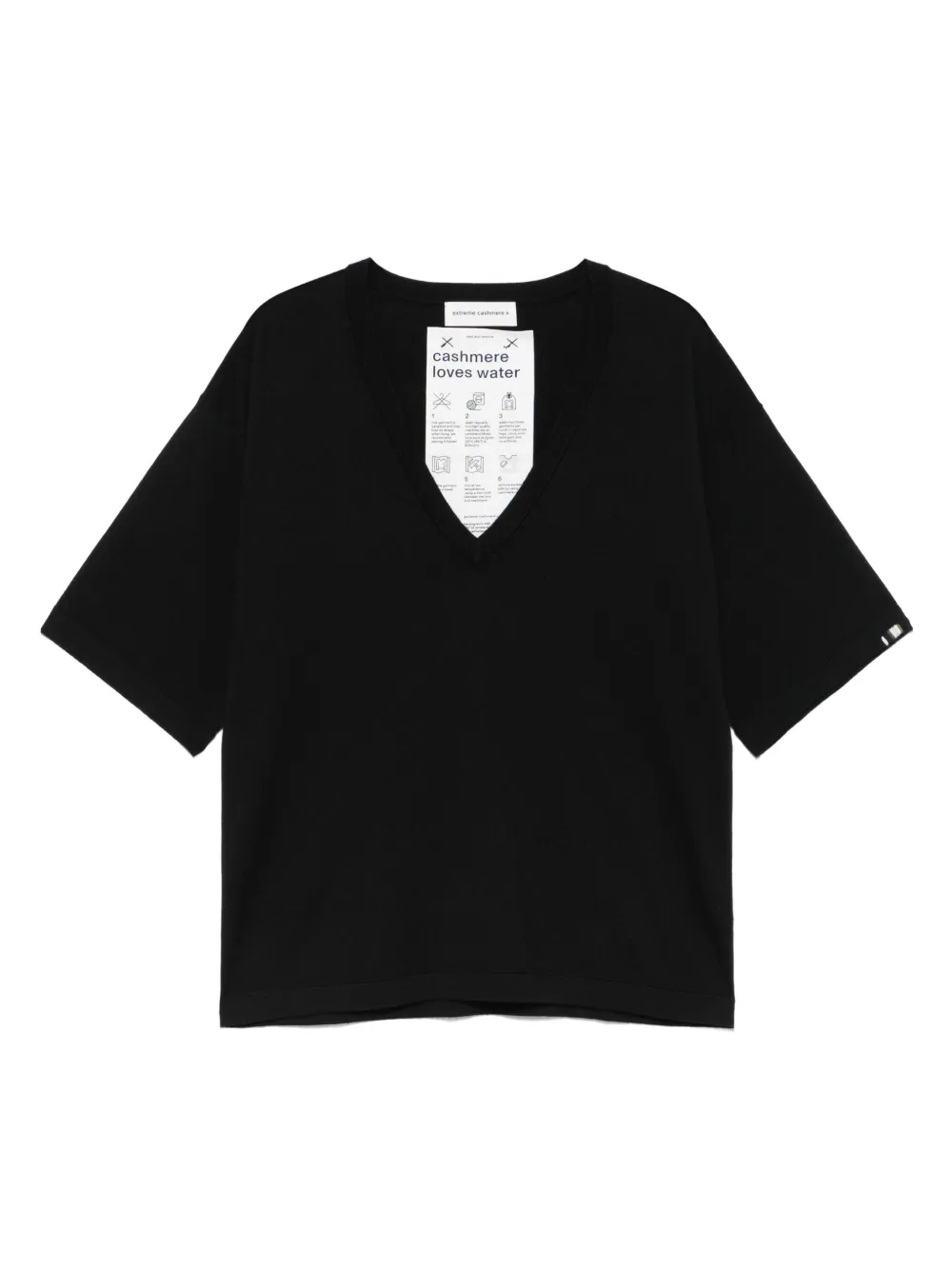 extreme cashmere playera con cuello en V | negro | Image 1
