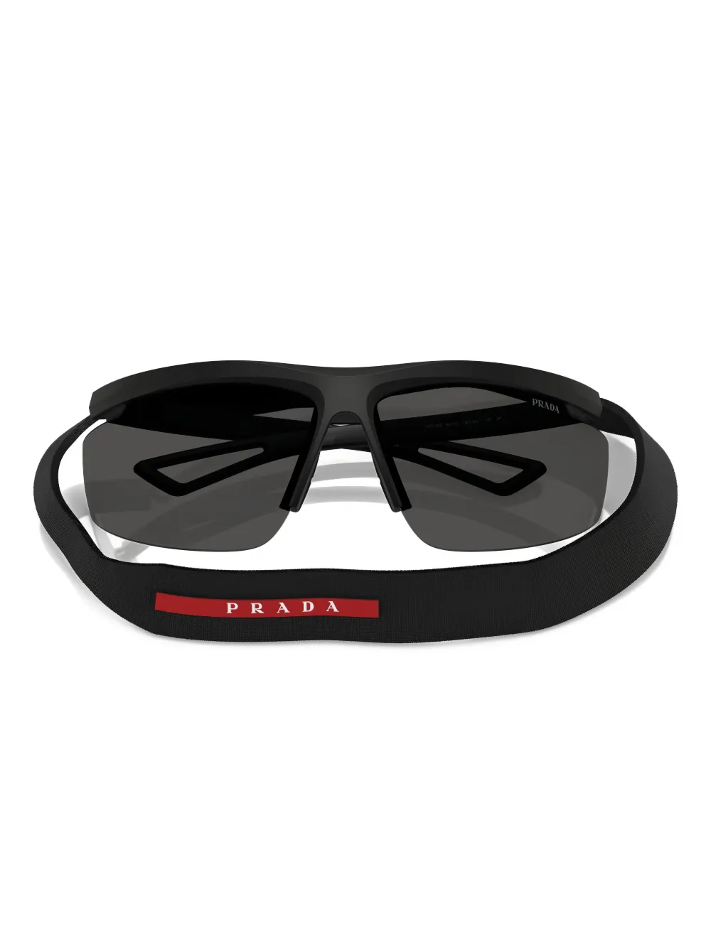Prada Linea Rossa Zonnebril met schild montuur Zwart