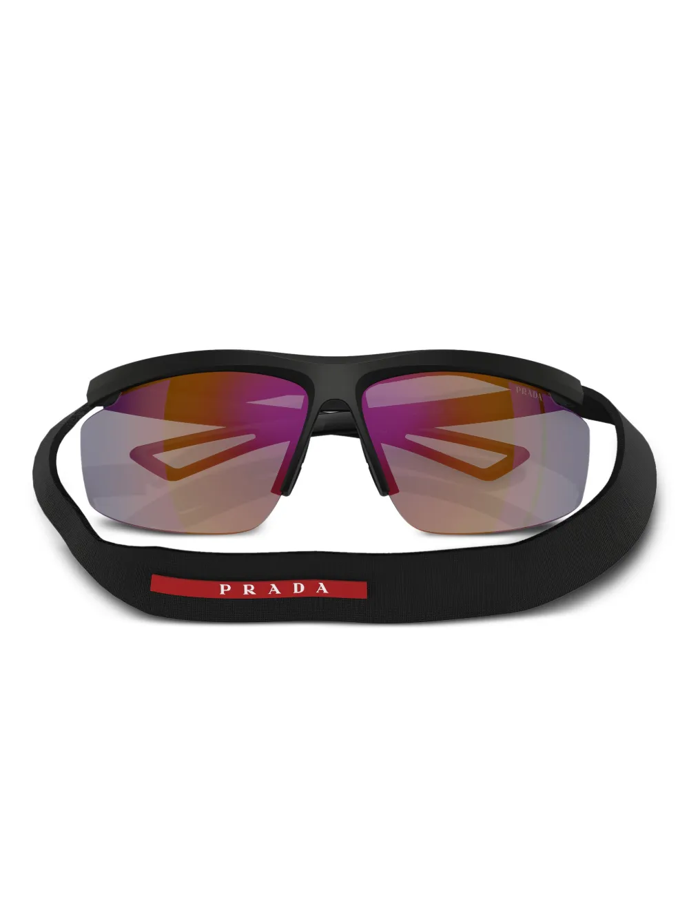 Prada Linea Rossa Zonnebril met schild montuur Zwart