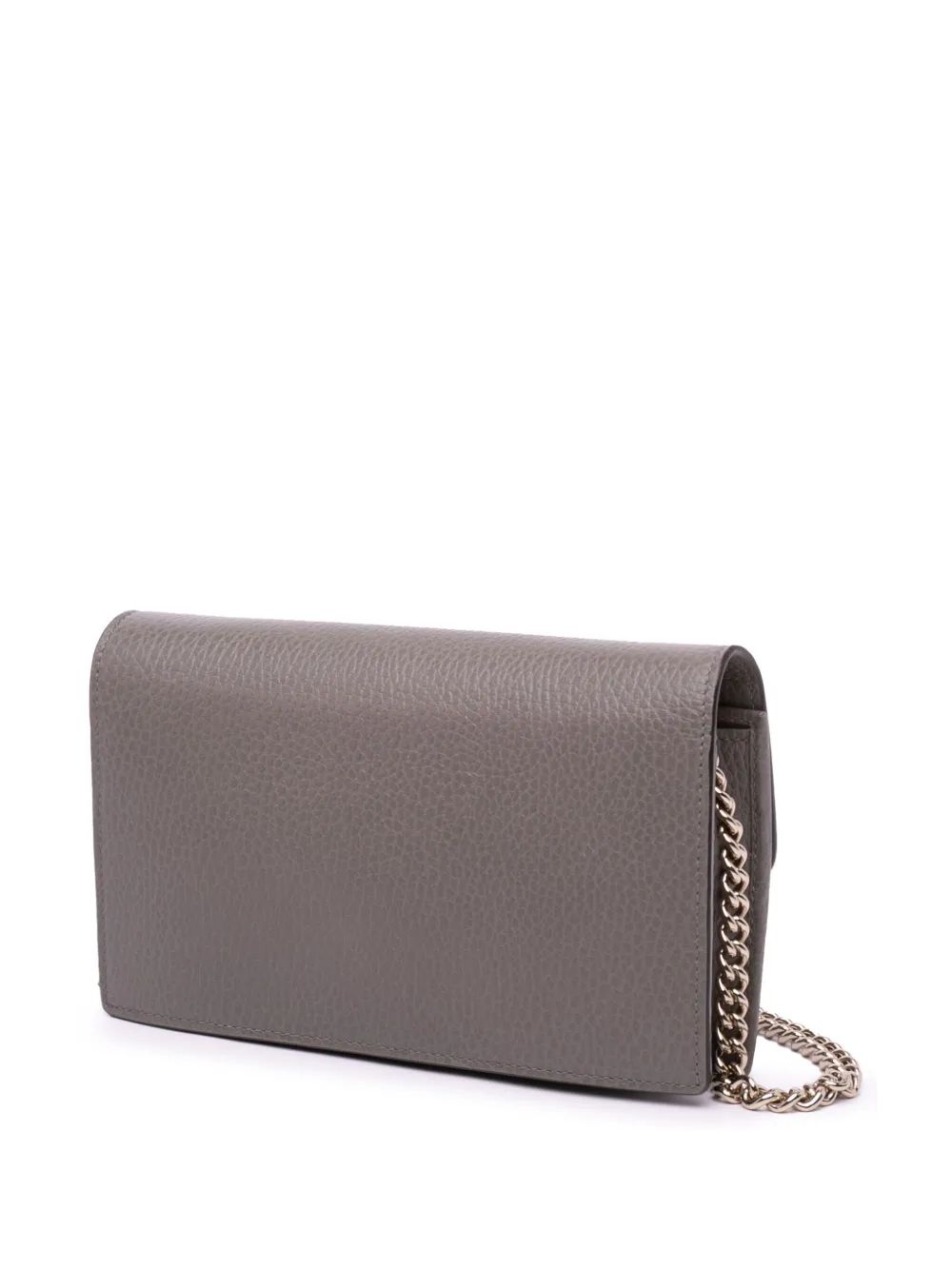 Pre-owned Gucci 2000-2015 Leather Interlocking G Dollar Wallet On Chain Crossbody Bag In 灰色