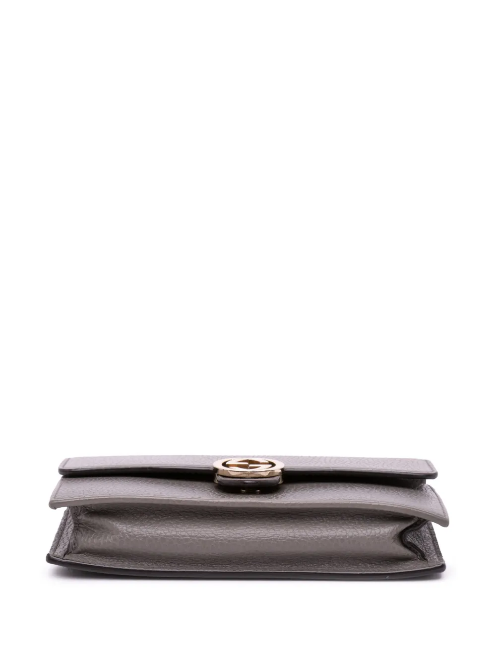 Pre-owned Gucci 2000-2015 Leather Interlocking G Dollar Wallet On Chain Crossbody Bag In 灰色