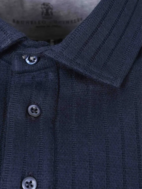 Brunello Cucinelli リブニット ポロシャツ | ブルー | FARFETCH JP