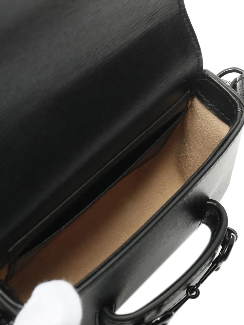 Pre-owned Gucci 2016-present Mini Leather Horsebit 1955 Web Satchel In 黑色