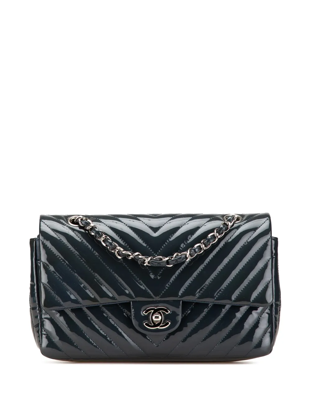 CHANEL Pre-Owned 2015-2016 Medium Classic Chevron Patent Double Flap CHANEL Pre-Owned 2015-2016 Medium Classic Chevron Patent Double Flap