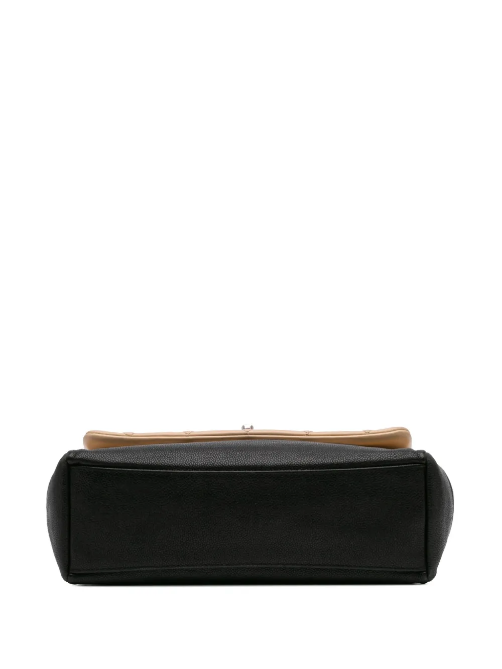 Pre-owned Chanel 2014 Cc Bicolor Quilted Calfskin And Caviar Single Flap Crossbody Bag In Brown
