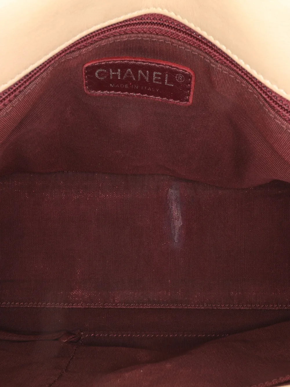 Pre-owned Chanel 2014 Cc Bicolor Quilted Calfskin And Caviar Single Flap Crossbody Bag In Brown