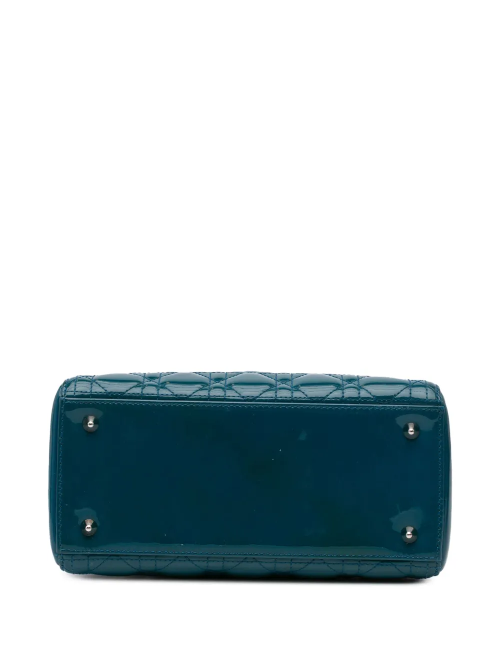 Pre-owned Dior 2012 Medium Patent Cannage Lady Satchel In 蓝色