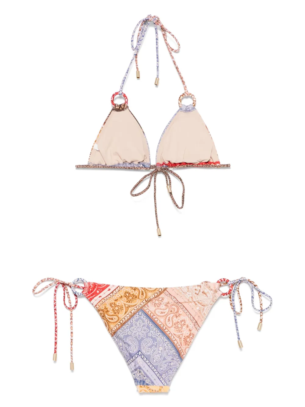 Zimmermann Womens Spliced Lucky Ring Tie-side Bikini Set In Brown