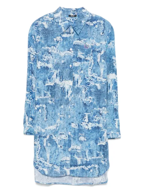 LIU JO vestido camisero con estampado de mezclillo