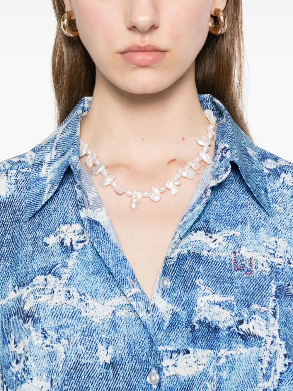 LIU JO Blousejurk met denimprint Blauw