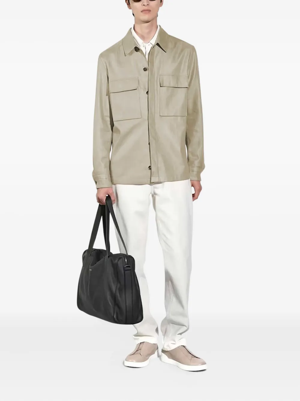 Shop Zegna Oasi Linen Overshirt In 中性色