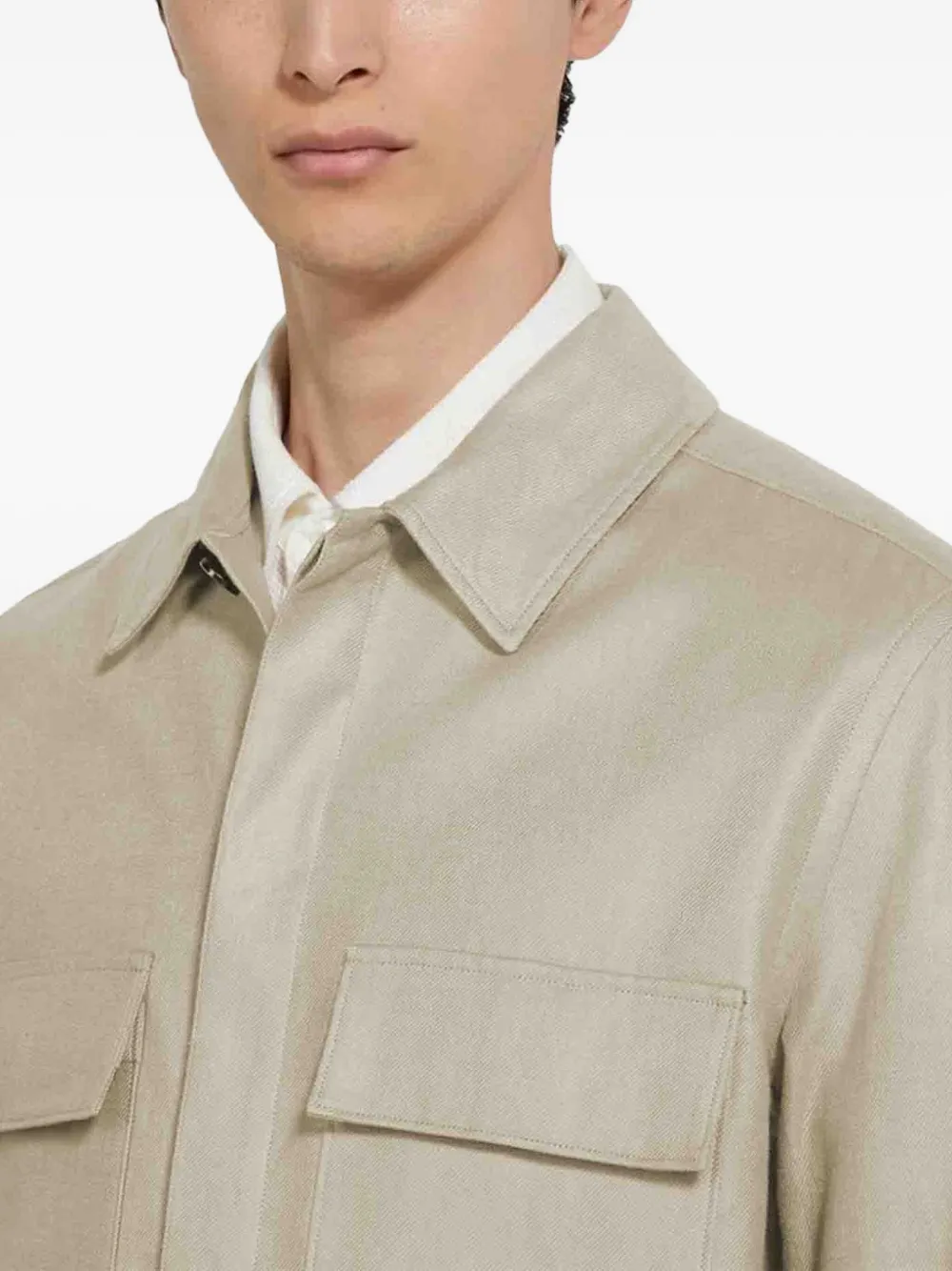 Shop Zegna Oasi Linen Overshirt In 中性色
