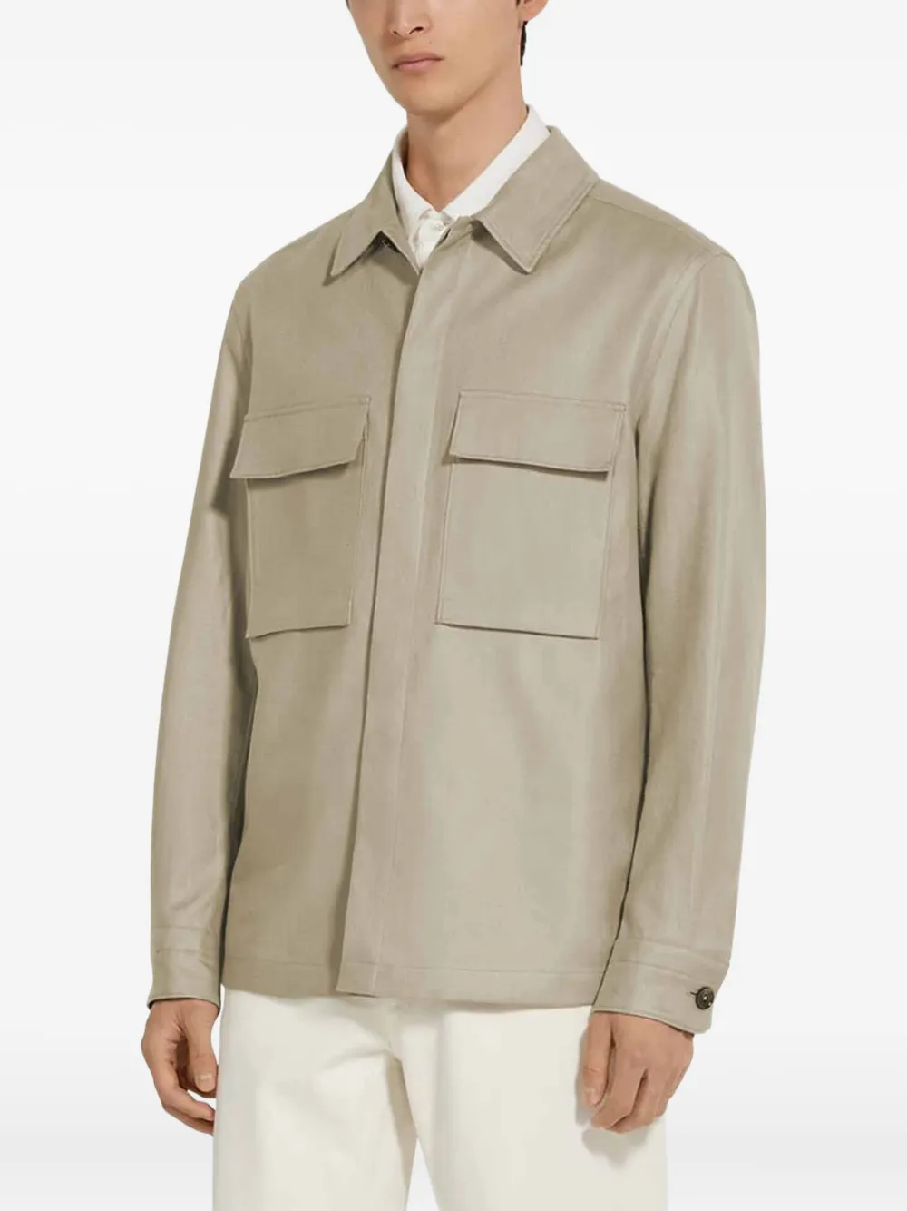 Shop Zegna Oasi Linen Overshirt In 中性色