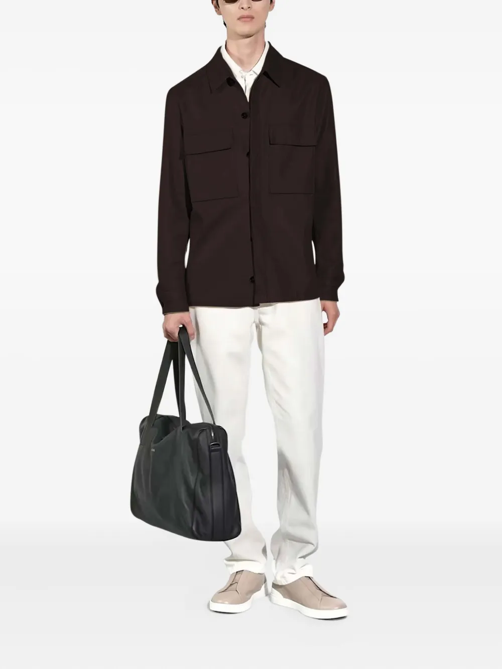 Image 2 of Zegna Oasi linen overshirt