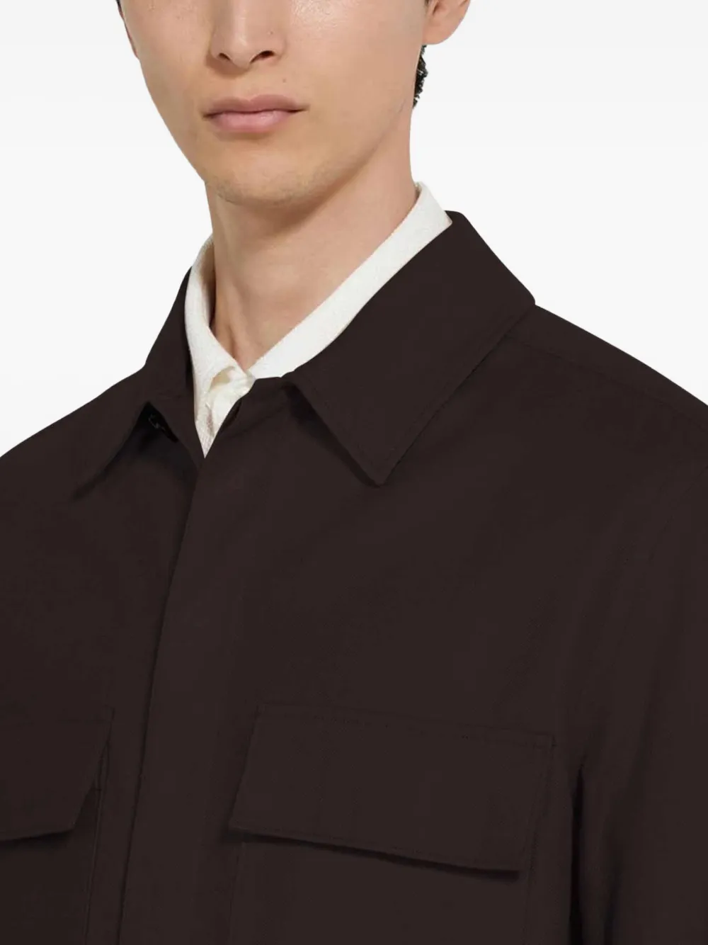 Shop Zegna Oasi Linen Overshirt In 褐色