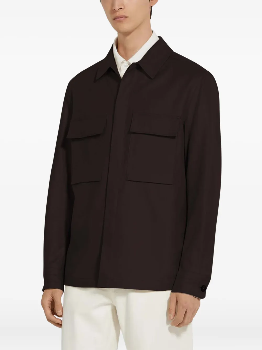 Shop Zegna Oasi Linen Overshirt In 褐色