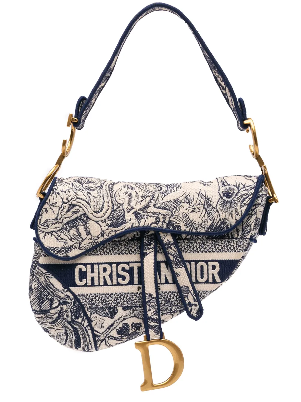 Christian Dior Pre-Owned 2021 キャンバス エンブロイダリー トワル ドゥ ジュイ サドル ショルダーバッグ - Christian Dior Pre-Owned 2021 キャンバス エンブロイダリー トワル ドゥ ジュイ サドル ショルダーバッグ -
