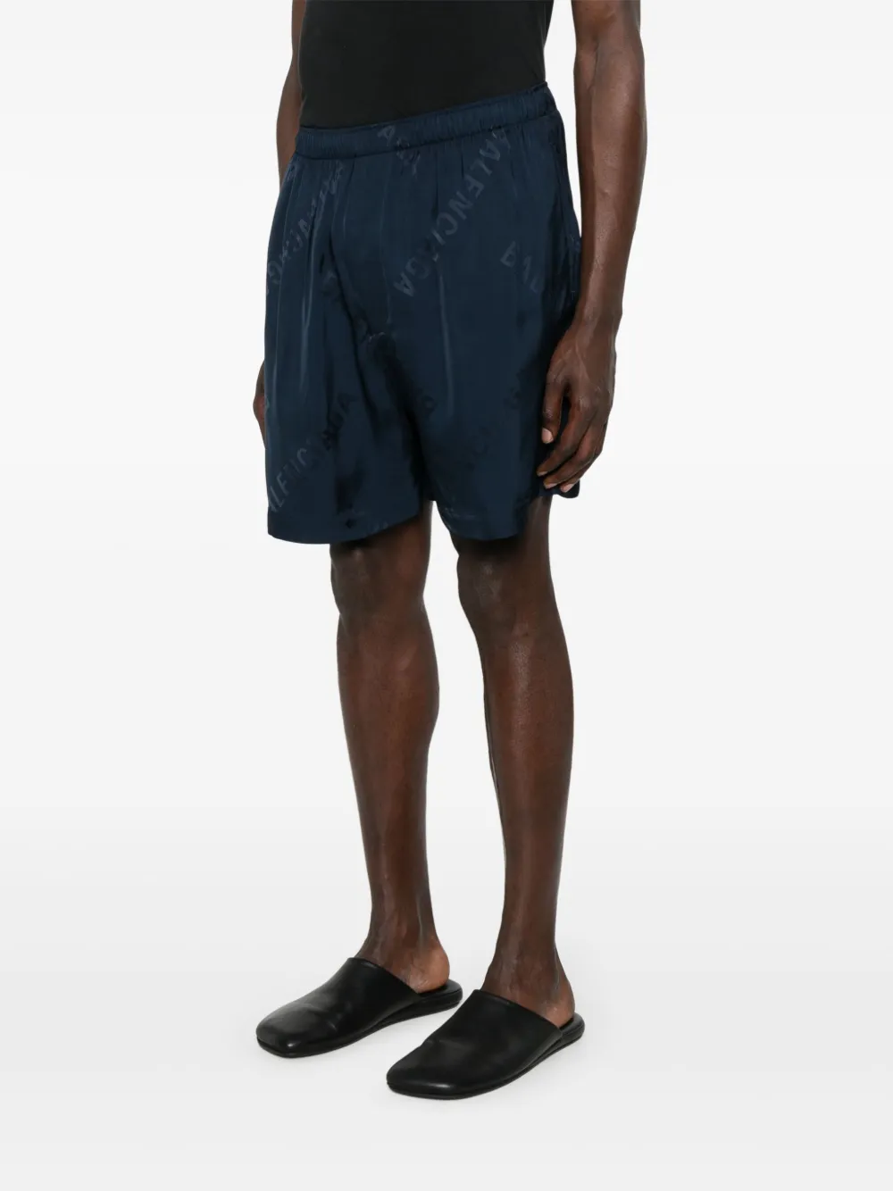 Balenciaga Shorts met logo-jacquard Blauw