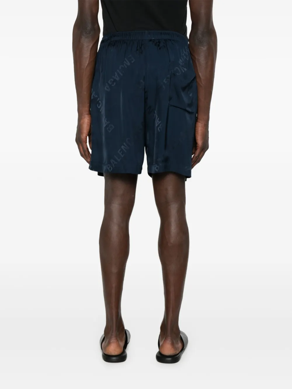 Balenciaga Shorts met logo-jacquard Blauw