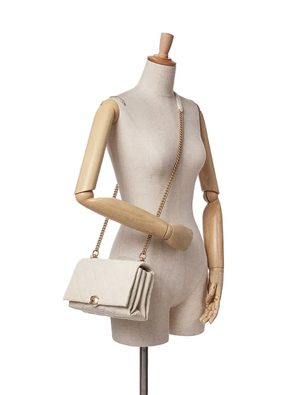 CHANEL Pre-Owned 2019 マトラッセ カーフスキン パール ココマーク