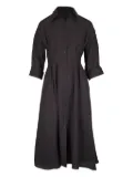 TWP pleated button-front shirtdress - Brown