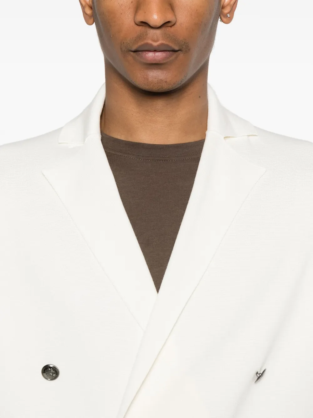 Shop Kiton Knitted Blazer In White