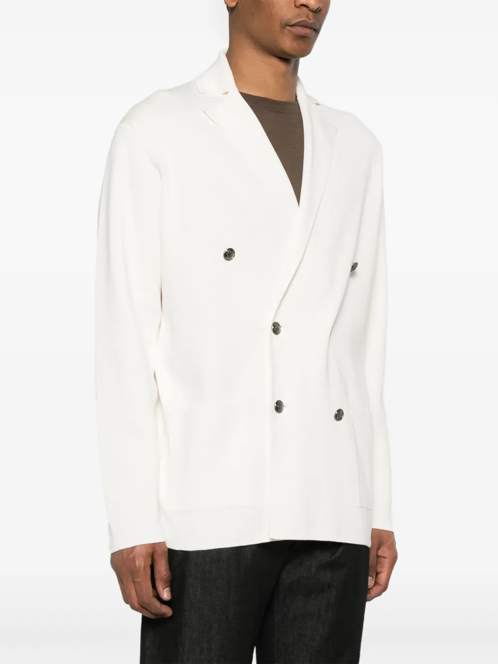 Shop Kiton Knitted Blazer In White