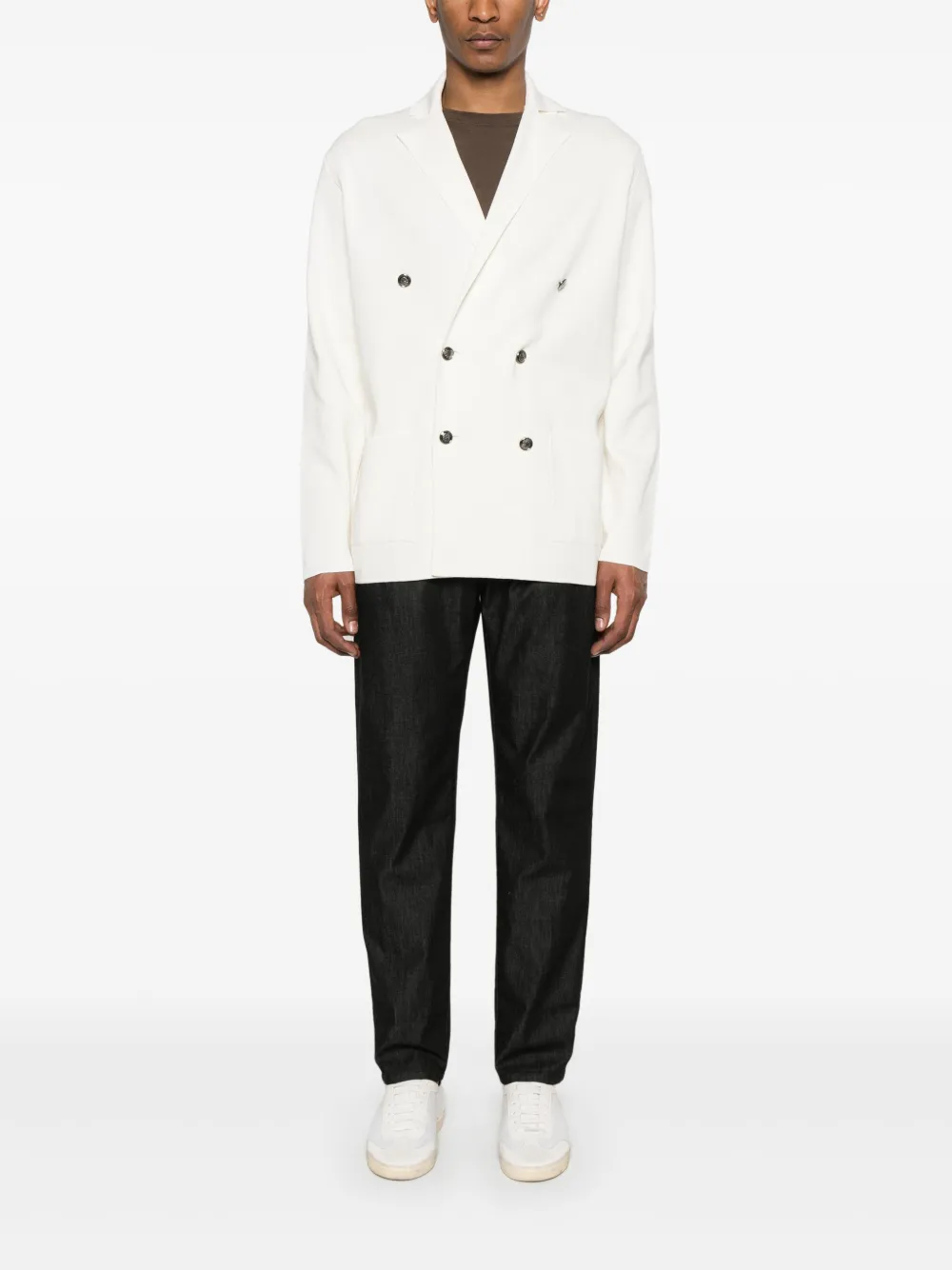 Shop Kiton Knitted Blazer In White
