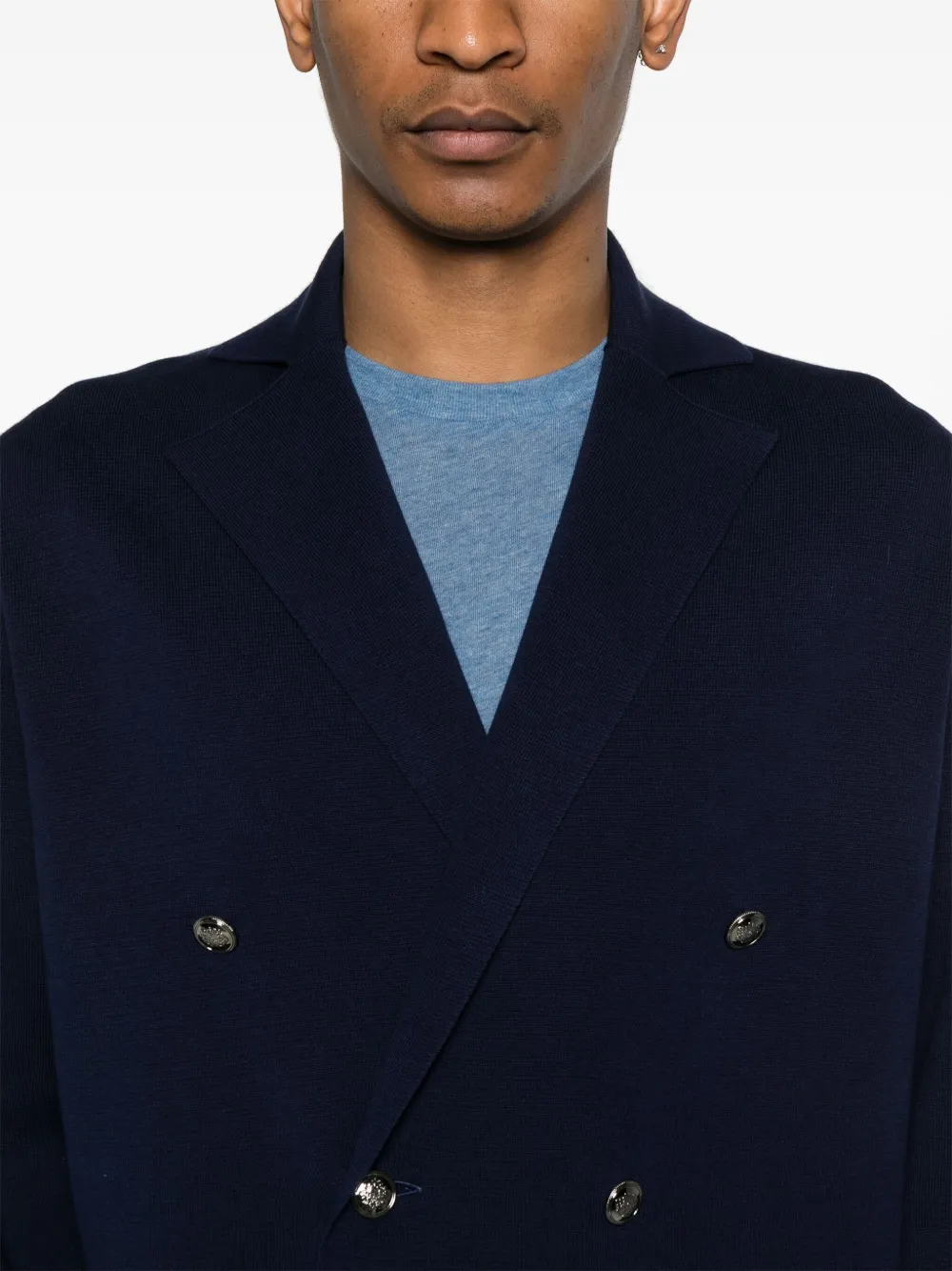 Shop Kiton Knitted Blazer In Blue