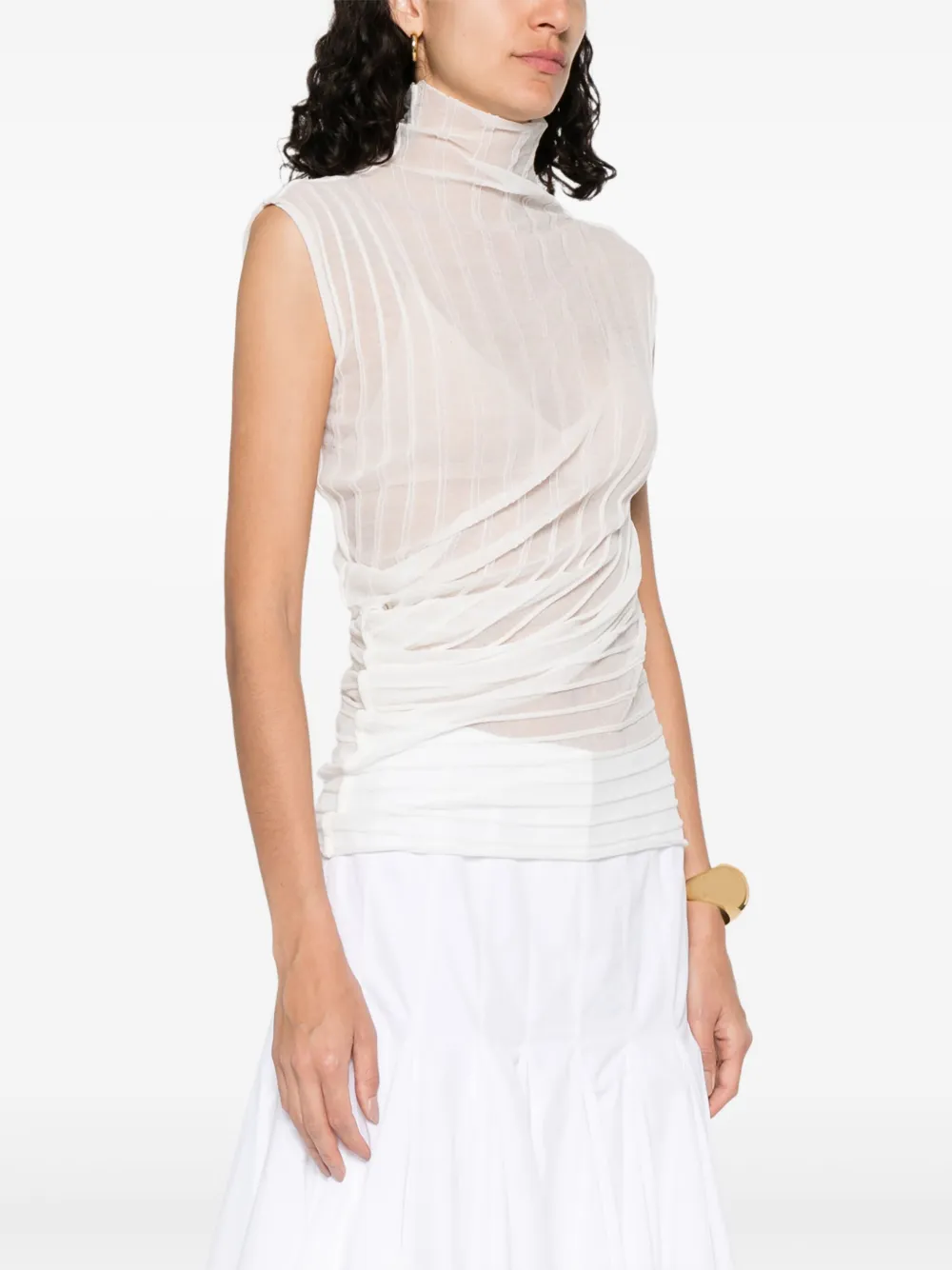 Victoria Beckham Geribbelde top Wit