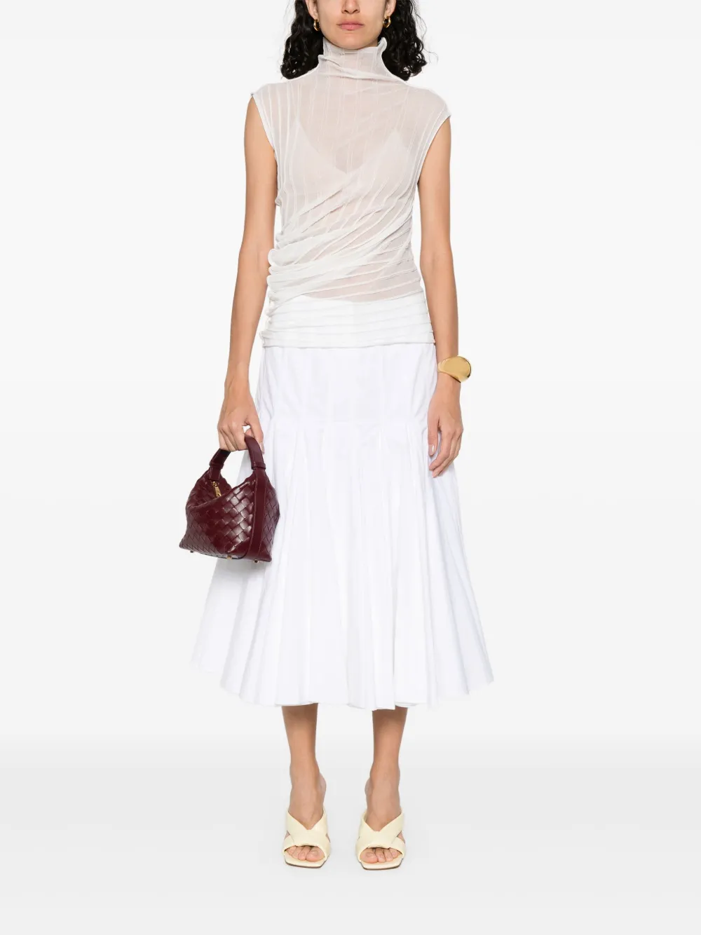 Victoria Beckham Geribbelde top Wit