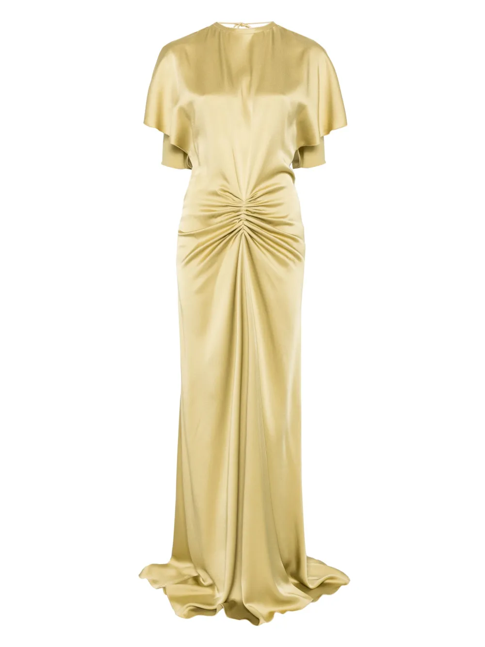 Victoria Beckham Womens Gathered Low-back Satin Maxi Dress Pear Green